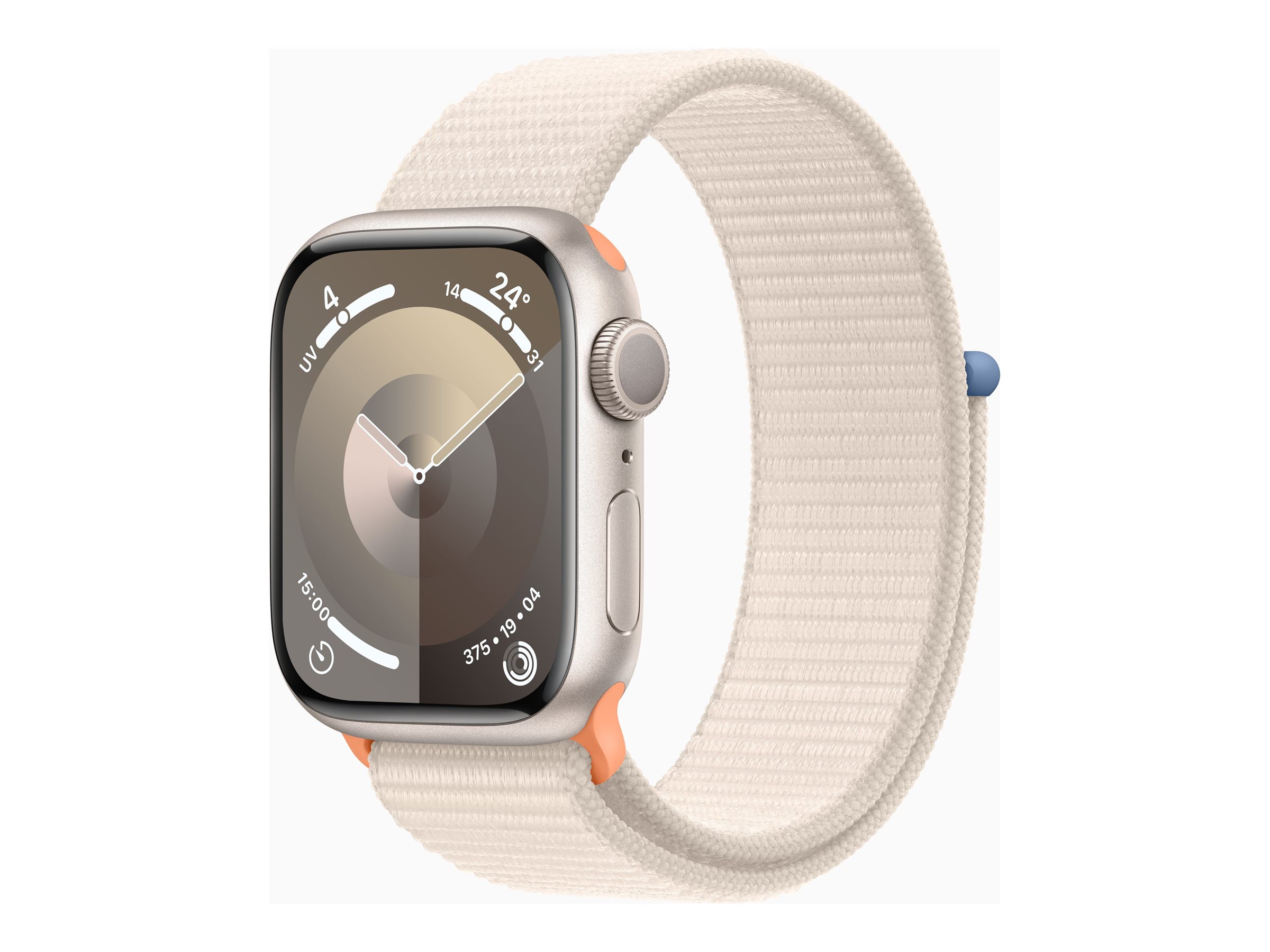 Apple Watch Series 9 (GPS) - 41 mm - aluminium droit - montre intelligente avec boucle sport - deux couches de matières textiles tissées - droit - 64 Go - Wi-Fi, UWB, Bluetooth - 31.9 g - MR8V3QF/A - Montres intelligentes