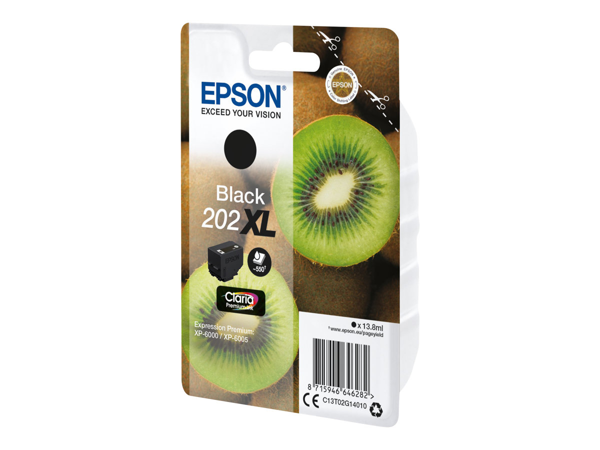 Epson 202XL - 13.8 ml - noir - original - blister - cartouche d'encre - pour Expression Premium XP-6000, XP-6005, XP-6100, XP-6105 - C13T02G14010 - Cartouches d'imprimante
