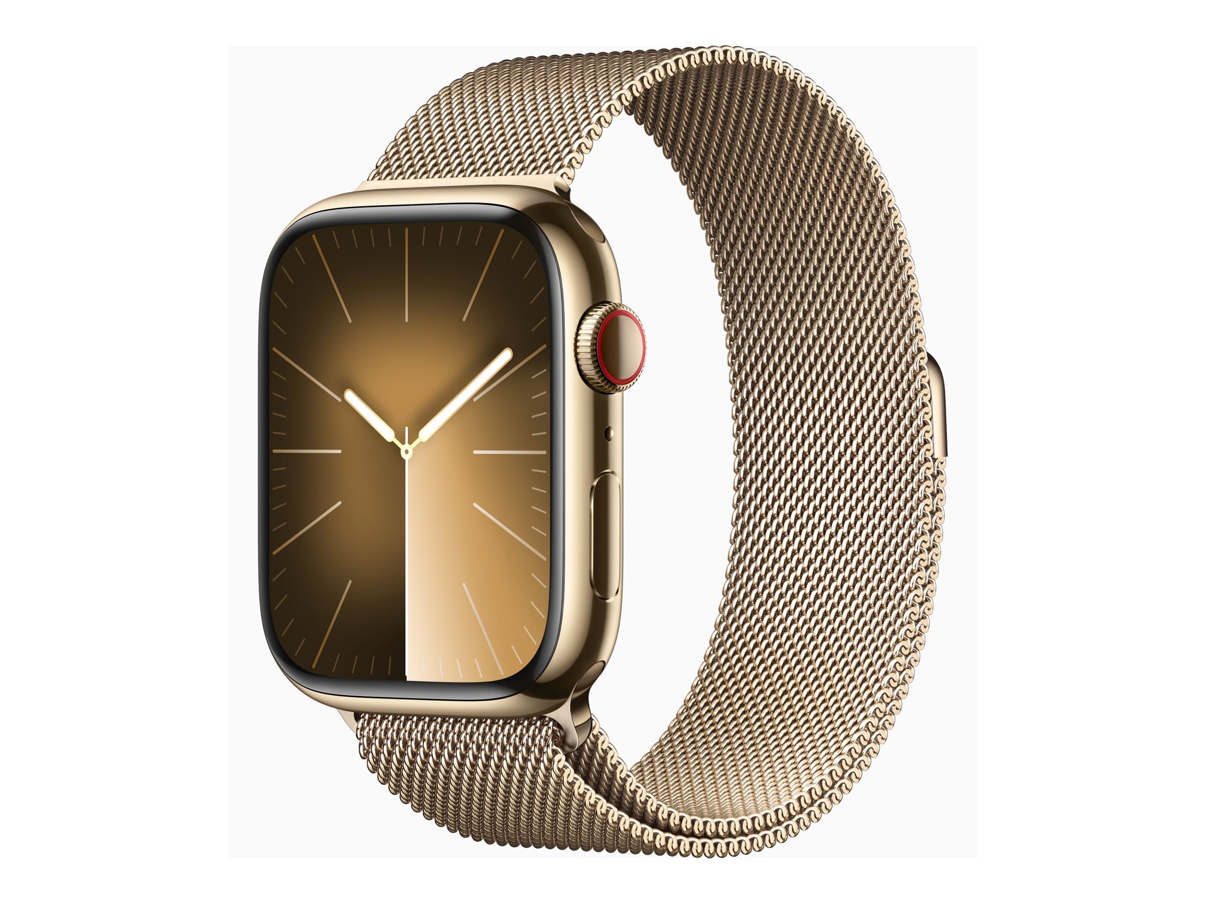 Apple Watch Series 9 (GPS + Cellular) - 45 mm - acier inoxydable doré - montre intelligente avec boucle milanaise - 64 Go - Wi-Fi, LTE, UWB, Bluetooth - 4G - 51.5 g - MRMU3QF/A - Montres intelligentes