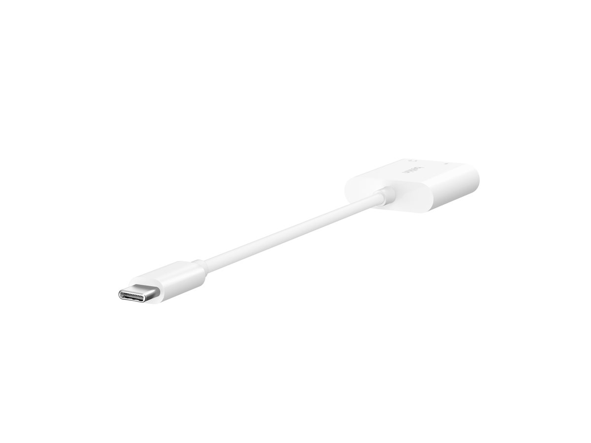 Belkin RockStar - USB-C vers jack de casque / adaptateur de charge - 24 pin USB-C mâle pour 24 pin USB-C, jack mini femelle - USB Power Delivery (60W) - NPA004btWH - Câbles pour téléphone portable