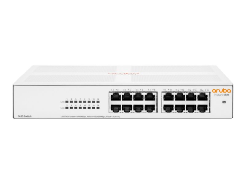 HPE Networking Instant On 1430 16G Switch - Commutateur - non géré - 16 x 10/100/1000 - de bureau, Montable sur rack, fixation murale - BTO - R8R47A - Concentrateurs et commutateurs gigabit