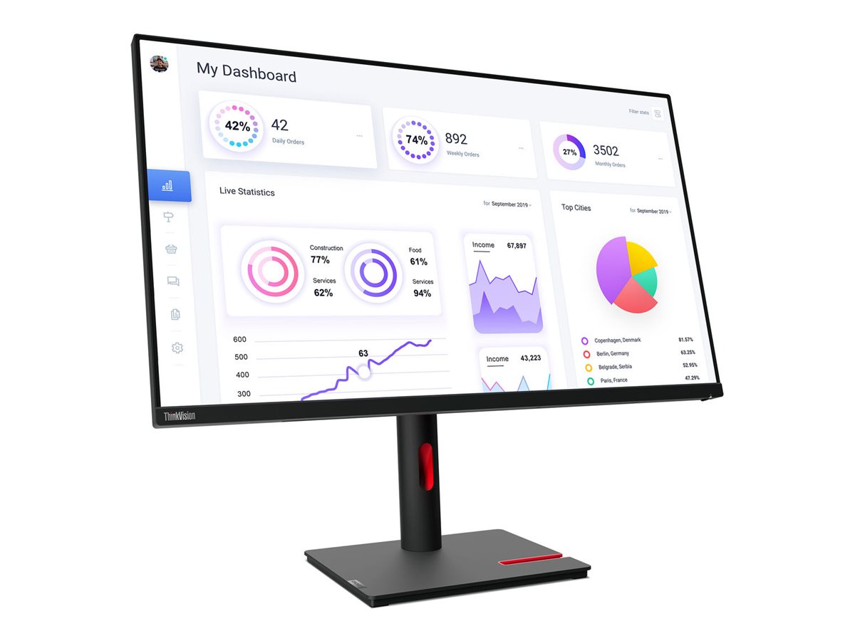 Lenovo ThinkVision T32p-30 - Écran LED - 31.5" - 3840 x 2160 4K - IPS - 350 cd/m² - 1000:1 - HDR10 - 4 ms - HDMI, DisplayPort, USB-C - noir corbeau - Campus - 63D2GAT1EU - Écrans d'ordinateur