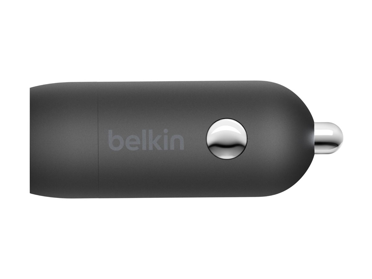 Belkin BOOST CHARGE - Adaptateur d'alimentation pour voiture - 30 Watt - 3 A - Fast Charge, Power Delivery 3.1 (24 pin USB-C) - noir - CCA004BT1MBK-B6 - Batteries et adaptateurs d'alimentation pour téléphone cellulaire