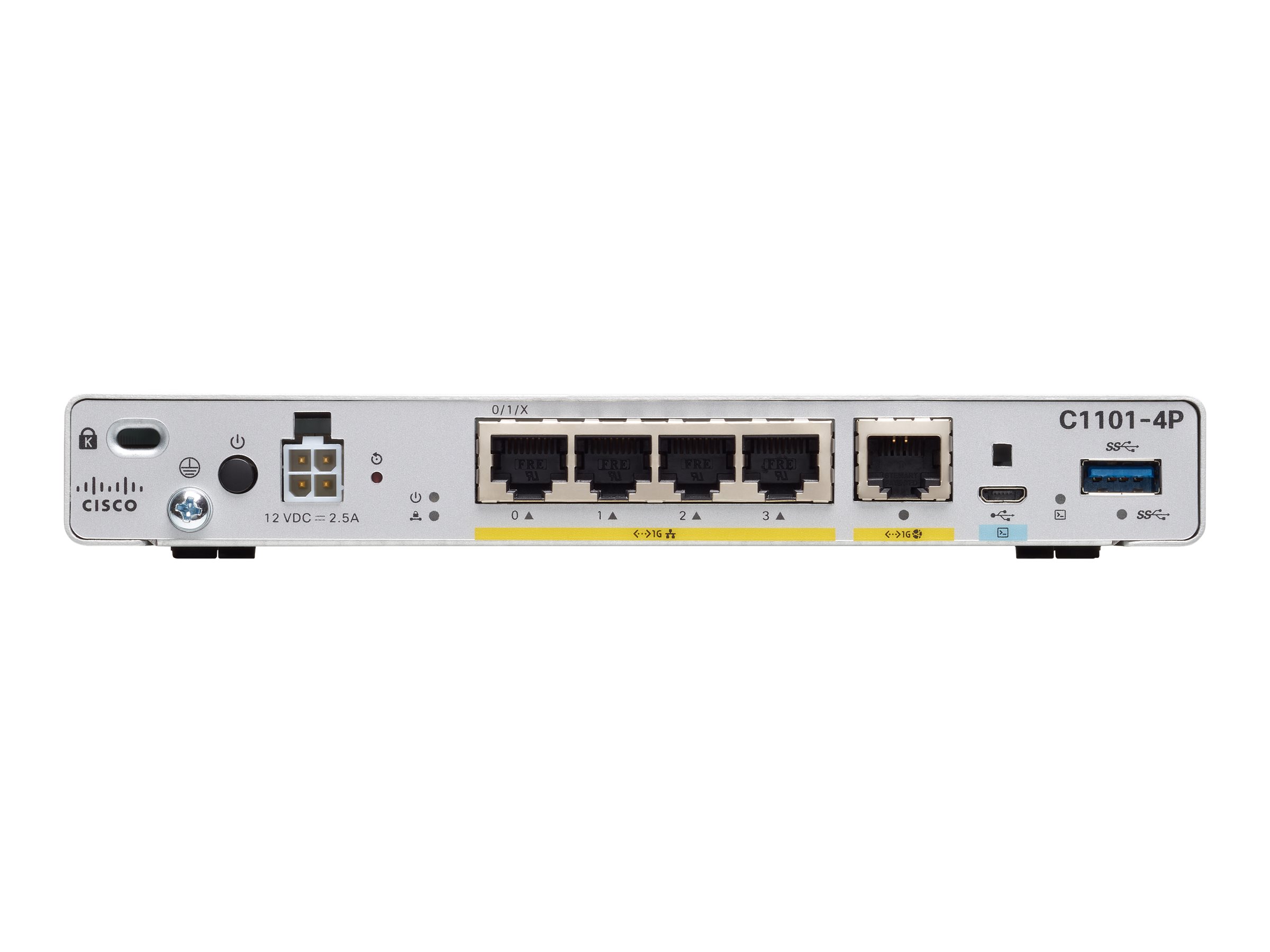 Cisco Integrated Services Router 1101 - - routeur - commutateur 4 ports - 1GbE - Montable sur rack - C1101-4P - Passerelles et routeurs SOHO