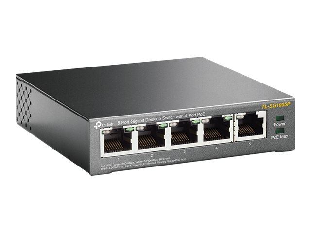 TP-Link TL-SG1005P - Commutateur - non géré - 4 x 10/100/1000 (PoE) + 1 x 10/100/1000 - de bureau - PoE (56 W) - TL-SG1005P - Concentrateurs et commutateurs gigabit
