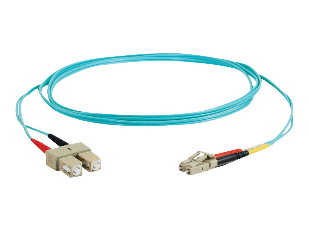 C2G LC-SC 10Gb 50/125 OM3 Duplex Multimode PVC Fiber Optic Cable (LSZH) - Câble réseau - SC multi-mode (M) pour LC multi-mode (M) - 2 m - fibre optique - duplex - 50 / 125 microns - OM3 - sans halogène - turquoise - 85532 - Câbles réseau spéciaux