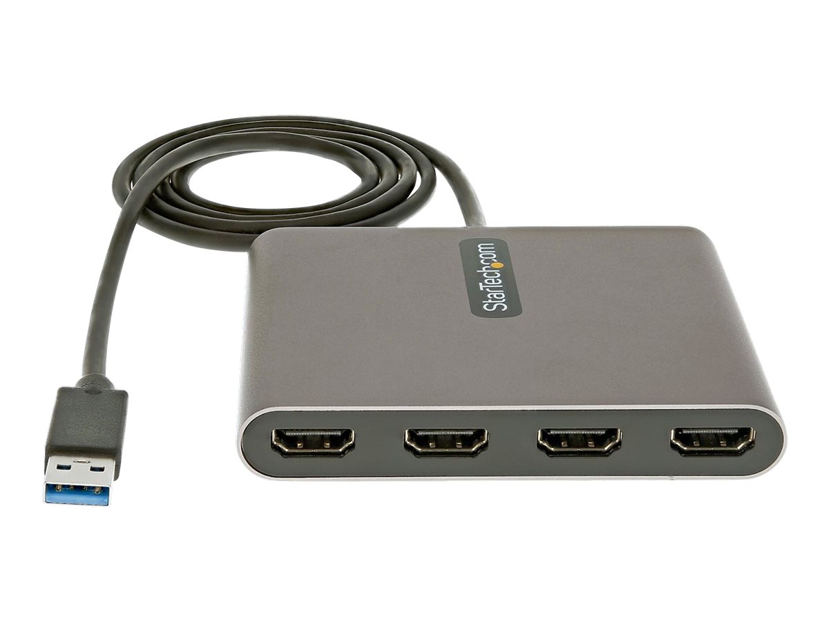 StarTech.com Adaptateur USB 3.0 vers 4x HDMI - Carte Vidéo/Graphique Externe - Adaptateur USB Type-A vers Quadruple HDMI 1080p 60Hz - Convertisseur USB A vers HDMI - Windows Uniquement (USB32HD4) - Câble adaptateur - USB type A mâle pour HDMI femelle - 1 m - gris sidéral - support 1080 p 60 Hz - USB32HD4 - Accessoires pour téléviseurs