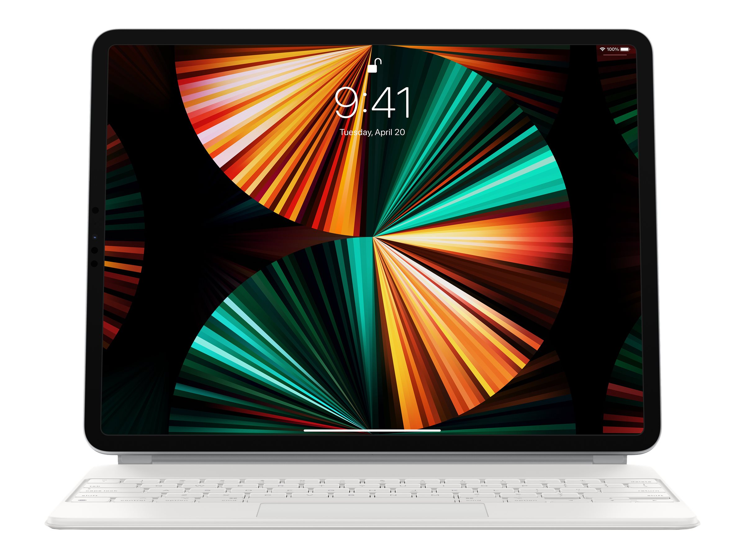 Apple Magic Keyboard - Clavier et étui - avec trackpad - rétroéclairé - Apple Smart connector - US - blanc - pour Apple 12.9-inch iPad Pro (3rd gen, 4th gen, 5th gen, 6th gen), 13-inch iPad Air (M2) - MJQL3LB/A - Claviers