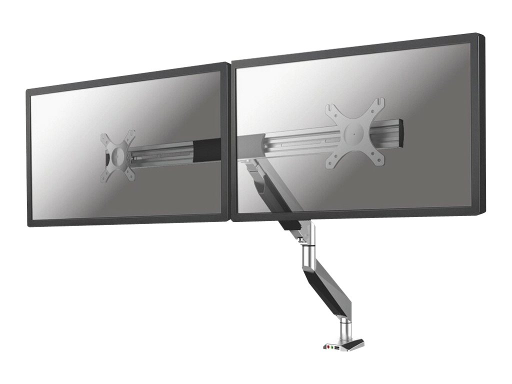 Neomounts NM-D725DX - Kit de montage - pleine action - pour 2 écrans LCD - argent - Taille d'écran : 10"-27" - pinces montables, oeillet, montrable sur bureau - NM-D725DXSILVER - Montages pour TV et moniteur