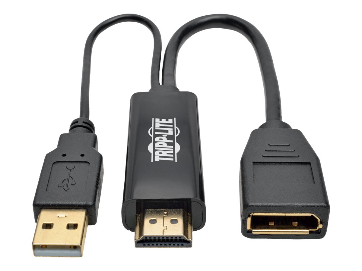 Tripp Lite HDMI to DisplayPort Active Converter 4K with USB Power, HDMI to DisplayPort (M/F), 4096 x 2160/4K x 2K @ 30 Hz, 6 in. - Convertisseur vidéo - HDMI - DisplayPort - noir - P130-06N-DP-V2 - Convertisseurs vidéo