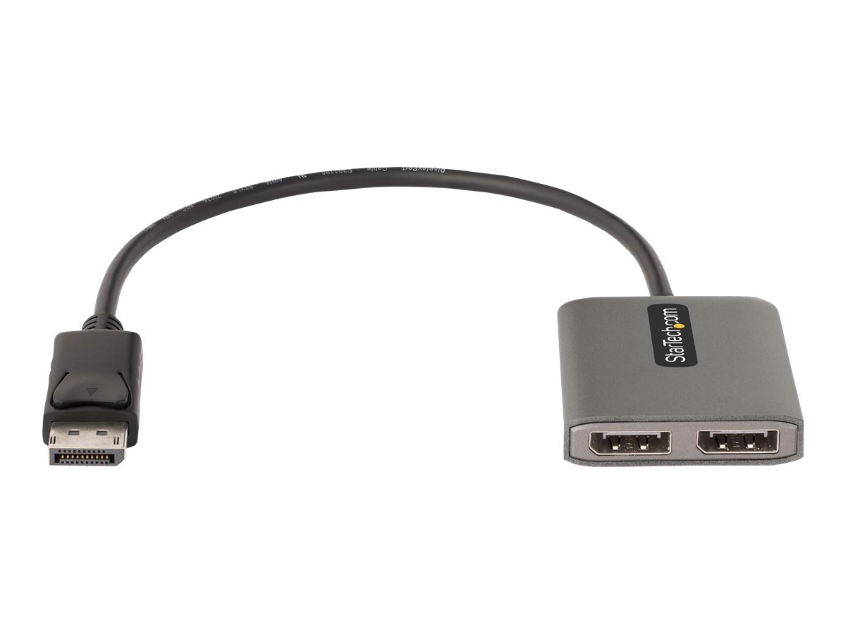 StarTech.com 2-Port DisplayPort MST Hub, Dual 4K 60Hz, DP to 2x DisplayPort Monitor Adapter, DP 1.4 Multi-Monitor Video Adapter w/ 1ft Built-in Cable, USB Powered, Windows Only - Multi Stream Transport Hub (MST14DP122DP) - Concentrateur (hub) - 1 x DisplayPort + 1 x micro-USB + 2 x DisplayPort - MST14DP122DP - Concentrateurs USB