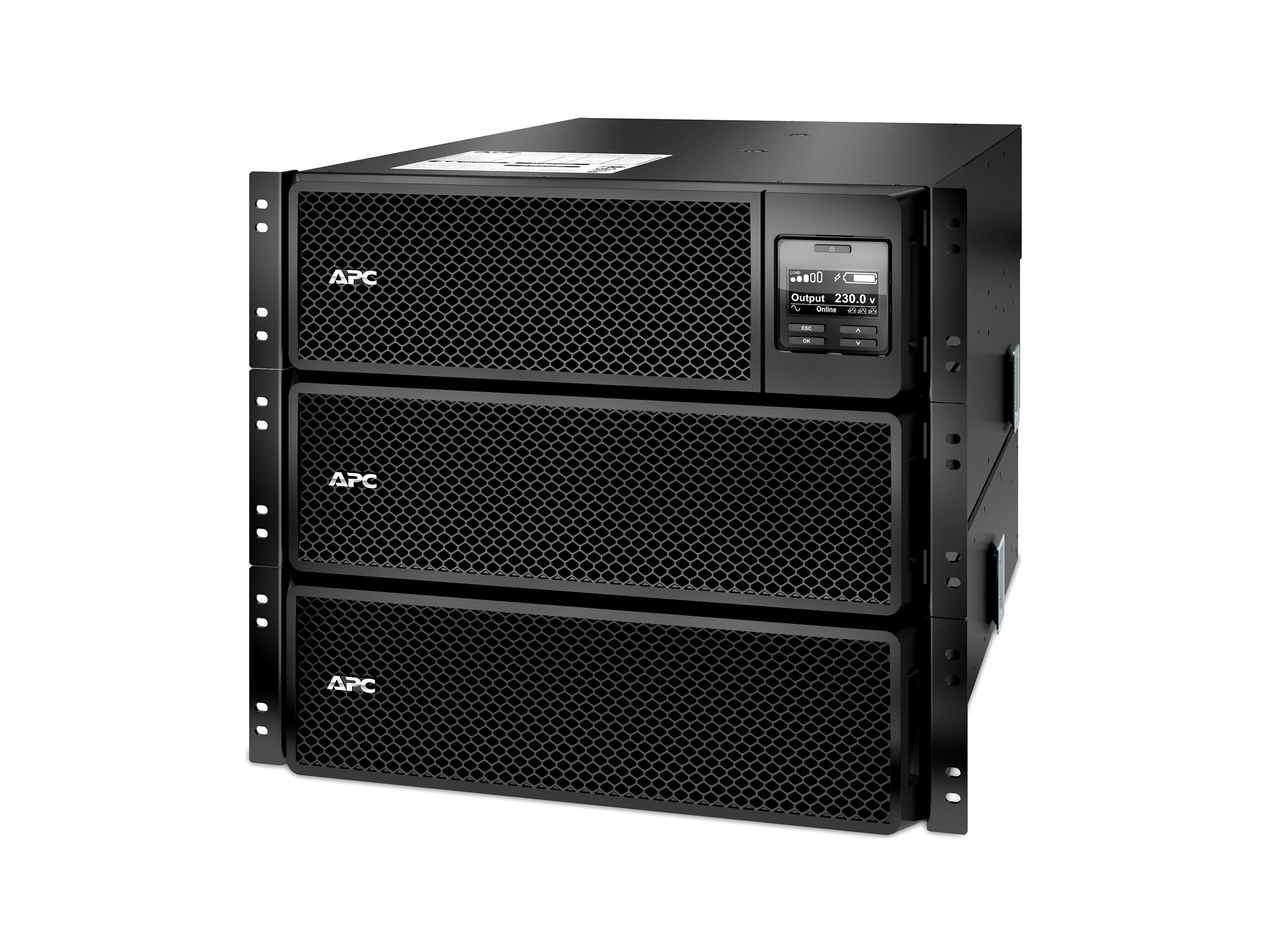 APC Smart-UPS SRT 8000VA RM - Onduleur (rack-montable) - CA 230 V - 8000 Watt - 8000 VA - Ethernet 10/100, USB - connecteurs de sortie : 14 - 6U - noir - pour P/N: AR2487G, AR3100W, AR3105SP, AR3105W, AR3155W, AR3305W, AR3355SP, AR3355W, NBWL0356A - SRT8KRMXLI - UPS montables sur rack