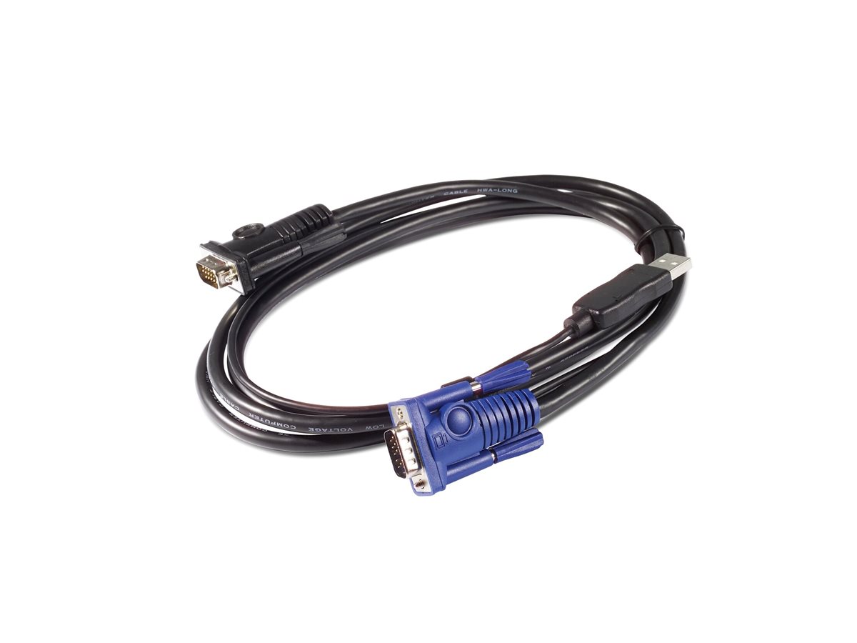 APC - Câble clavier / vidéo / souris (KVM) - USB, HD-15 (VGA) pour HD-15 (VGA) - 1.83 m - pour P/N: AP5201, AP5202, AP5808, AP5816, KVM1116R - AP5253 - Câbles KVM