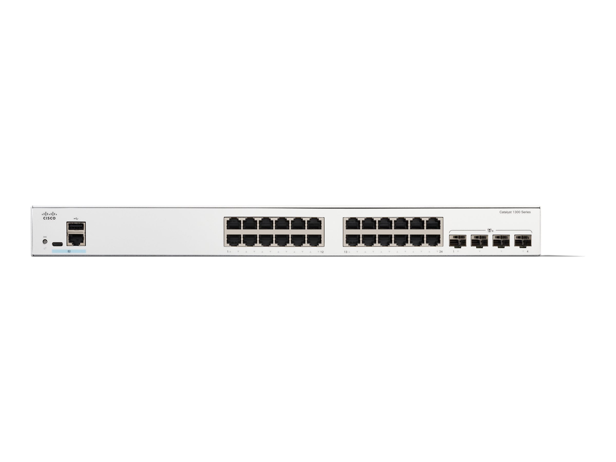 Cisco Catalyst 1300-24T-4X - Commutateur - C3 - Géré - 24 x 10/100/1000Base-T + 4 x 10 Gigabit SFP+ - Montable sur rack - C1300-24T-4X - Concentrateurs et commutateurs gigabit