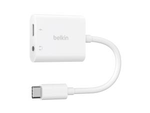 Belkin RockStar - USB-C vers jack de casque / adaptateur de charge - 24 pin USB-C mâle pour 24 pin USB-C, jack mini femelle - USB Power Delivery (60W) - NPA004btWH - Câbles pour téléphone portable