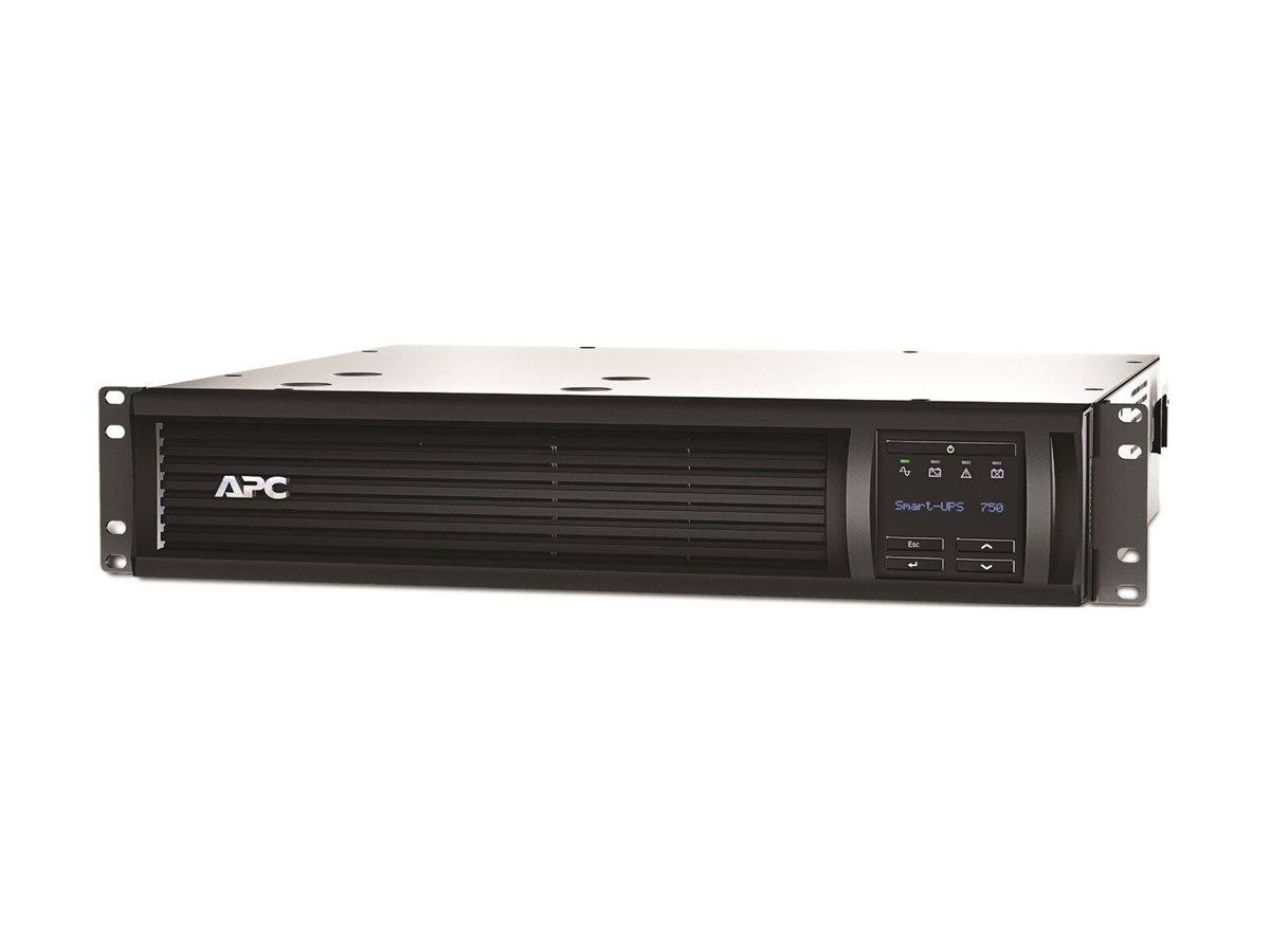 APC Smart-UPS 750VA LCD RM - Onduleur (rack-montable) - CA 230 V - 500 Watt - 750 VA - Ethernet, RS-232, USB - connecteurs de sortie : 4 - 2U - noir - avec APC UPS Network Management Card - pour P/N: AR4018SPX432, AR4024SP, AR4024SPX429, AR4024SPX431, AR4024SPX432, NBWL0356A - SMT750RMI2UNC - UPS montables sur rack