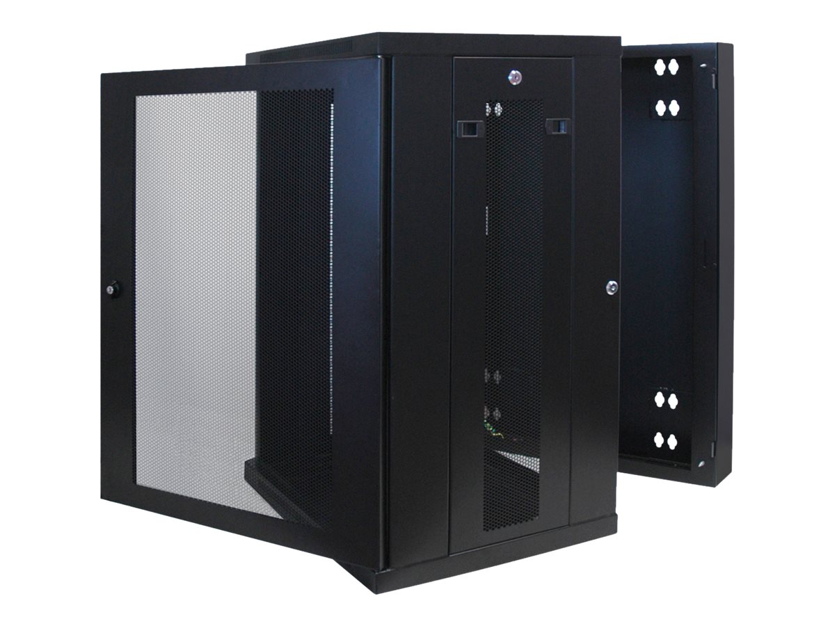 Tripp Lite 18U Wall Mount Rack Enclosure Server Cabinet Hinged w/ Door & Sides - Rack armoire - montable sur mur - noir - 18U - 19" - SRW18US - Accessoires pour serveur