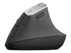 Logitech MX Vertical - Souris verticale - ergonomique - optique - 6 boutons - sans fil, filaire - Bluetooth, 2.4 GHz - récepteur sans fil USB - graphite - 910-005448 - Souris