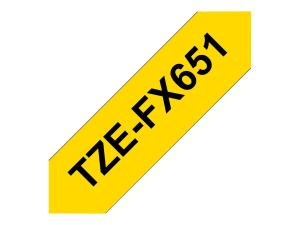 Brother TZe-FX651 - Noir sur jaune - Rouleau (2,4 cm x 8 m) 1 cassette(s) ruban flexible - pour Brother PT-D600; P-Touch PT-3600, D610, D800, E550, P750, P900, P950; P-Touch EDGE PT-P750 - TZEFX651 - Rouleaux de papier