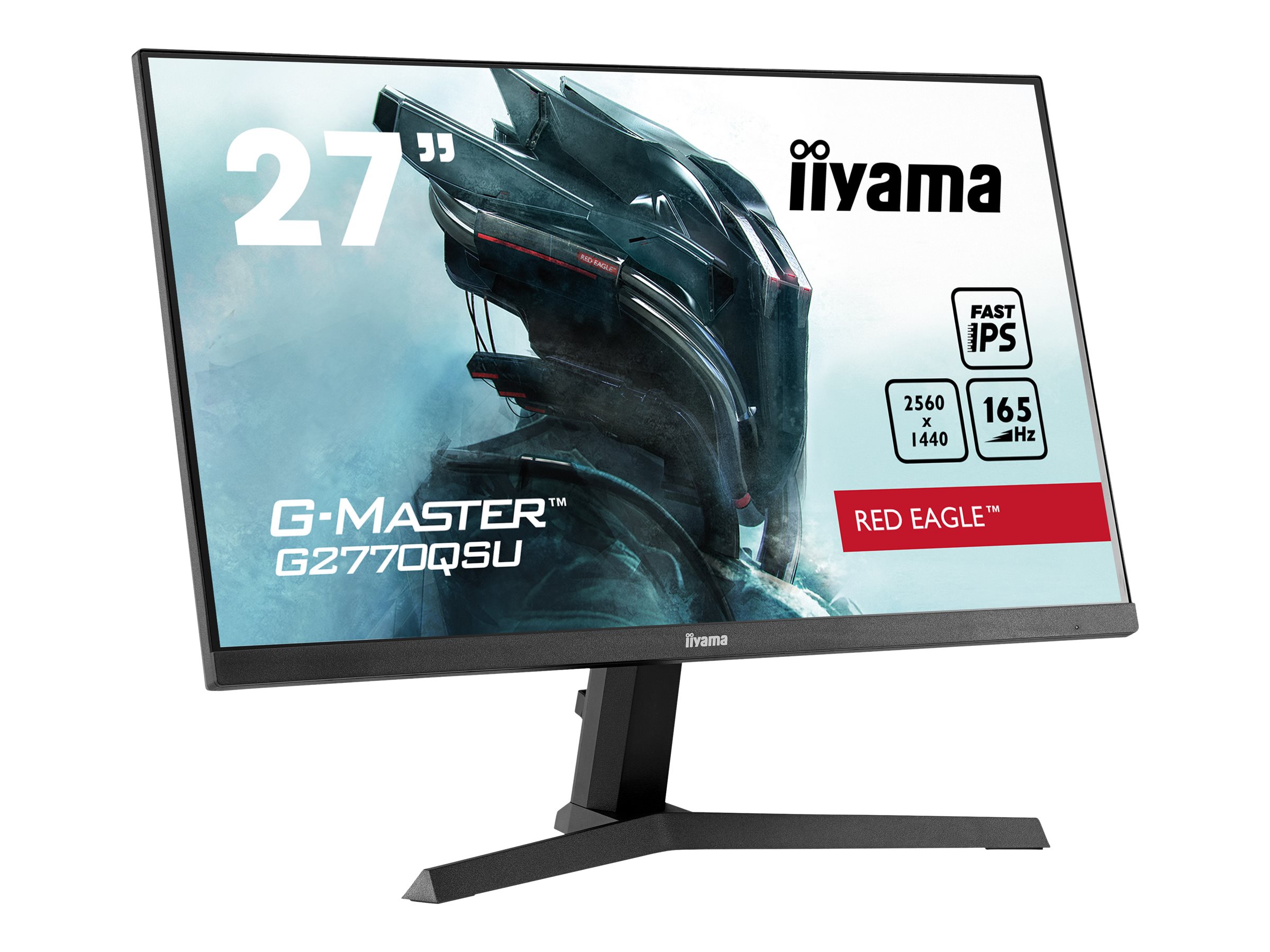 iiyama G-MASTER Red Eagle G2770QSU-B1 - Écran LED - 27" - 2560 x 1440 WQHD @ 165 Hz - Fast IPS - 400 cd/m² - 1000:1 - HDR400 - 0.5 ms - HDMI, DisplayPort - haut-parleurs - noir mat - G2770QSU-B1 - Écrans d'ordinateur