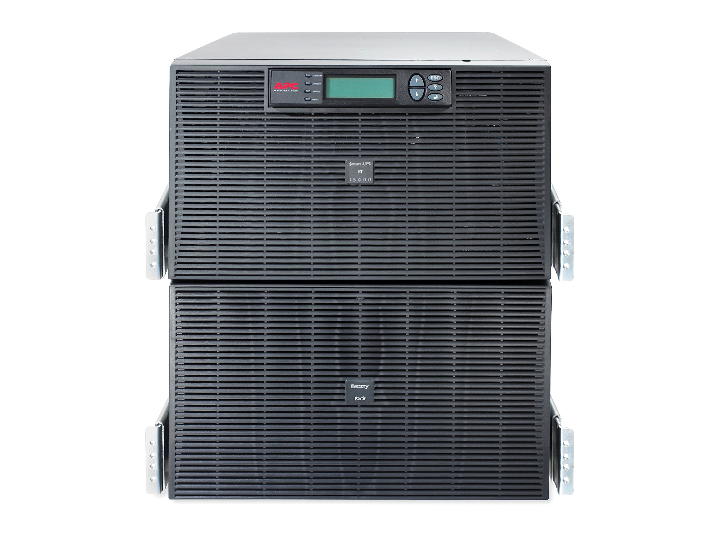 APC Smart-UPS RT - Onduleur (rack-montable) - CA 220/230/240 V - 12 kW - 15000 VA - triphasé/monophasé - Ethernet 10/100, RS-232 - connecteurs de sortie : 10 - 12U - noir - pour P/N: AR2487G, AR3105W, AR3140G, AR3155W, AR3305W, AR3340G, AR3355SP, AR3355W, NBWL0356A - SURT15KRMXLI - UPS montables sur rack