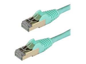 StarTech.com 50cm CAT6A Ethernet Cable, 10 Gigabit Shielded Snagless RJ45 100W PoE Patch Cord, CAT 6A 10GbE STP Network Cable w/Strain Relief, Aqua, Fluke Tested/UL Certified Wiring/TIA - Category 6A - 26AWG (6ASPAT50CMAQ) - Cordon de raccordement - RJ-45 (M) pour RJ-45 (M) - 50 cm - STP - CAT 6a - sans crochet - turquoise - 6ASPAT50CMAQ - Câbles à paire torsadée