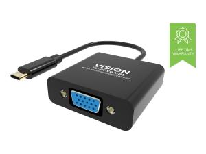 VISION - Adaptateur vidéo - 24 pin USB-C mâle pour HD-15 (VGA) femelle - noir - support 1080p - TC-USBCVGA/BL - Accessoires pour téléviseurs
