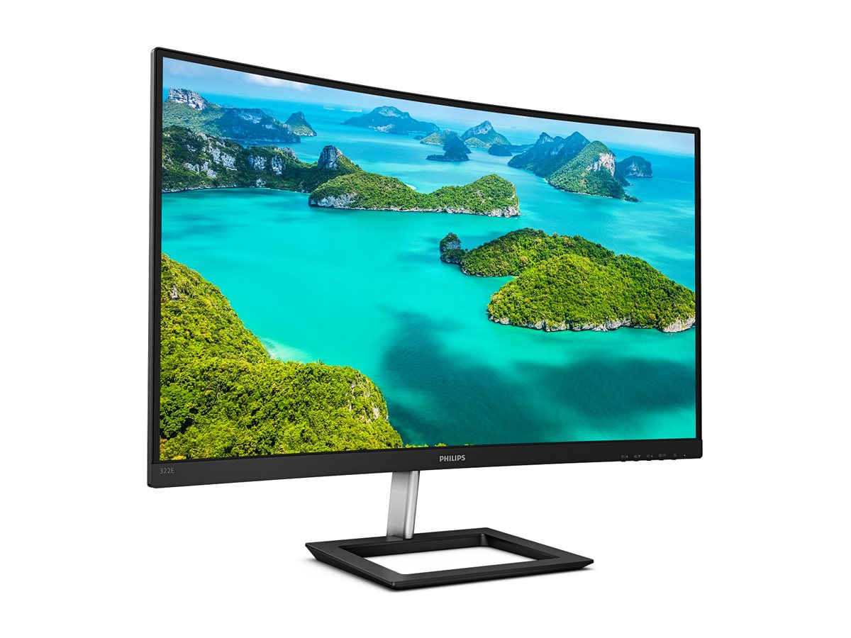 Philips E-line 322E1C - Écran LED - incurvé - 32" (31.5" visualisable) - 1920 x 1080 Full HD (1080p) @ 75 Hz - VA - 250 cd/m² - 3000:1 - 4 ms - HDMI, VGA, DisplayPort - noir texturé - 322E1C/00 - Écrans d'ordinateur