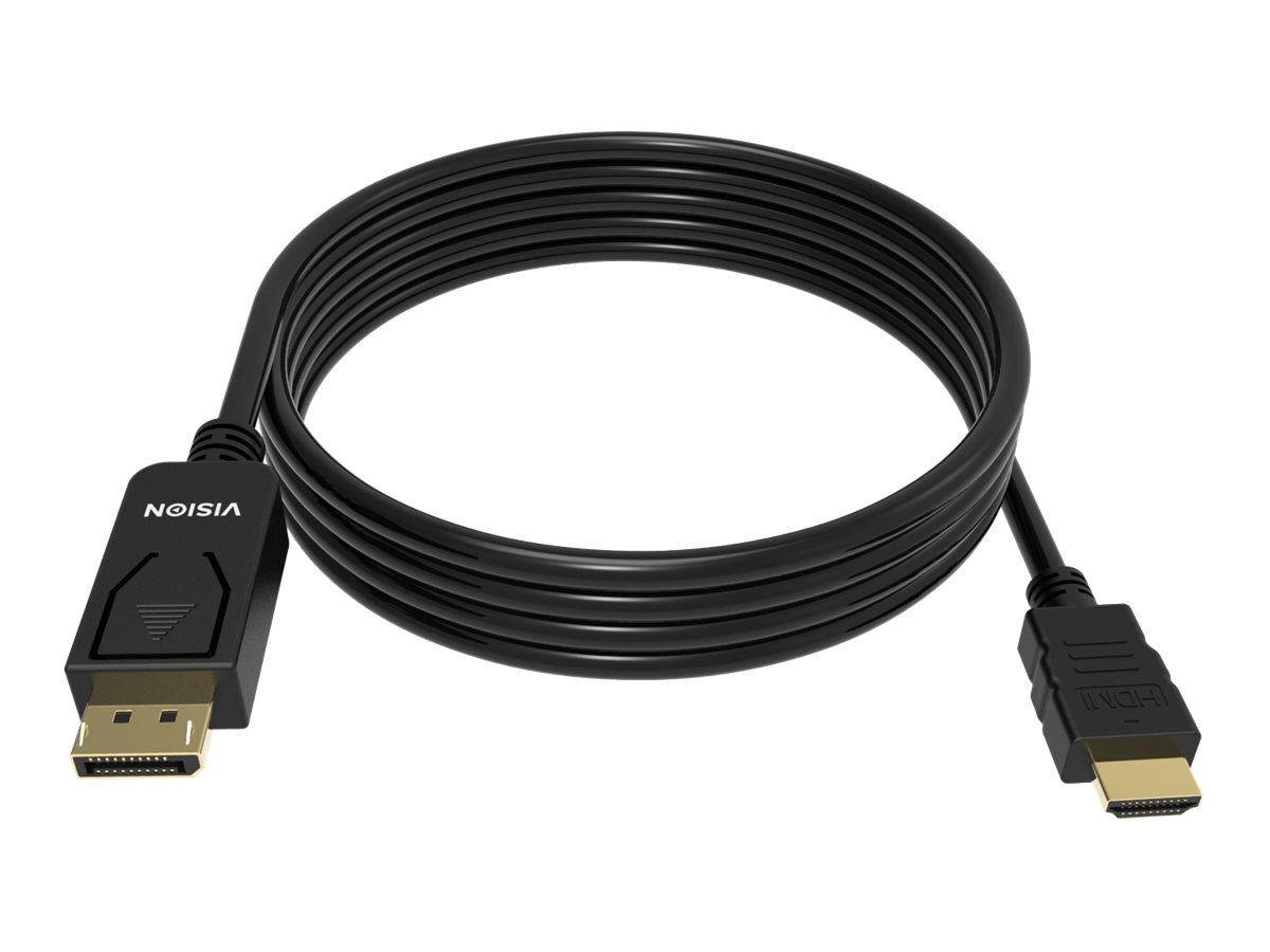 VISION - Câble adaptateur - DisplayPort mâle pour HDMI mâle - 2 m - noir - support 4K - TC 2MDPHDMI/BL - Accessoires pour téléviseurs