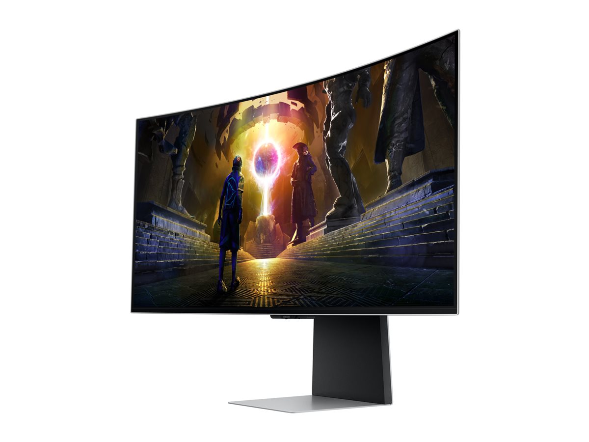 Samsung Odyssey OLED G8 S34DG850SU - G85SD Series - moniteur OLED - Intelligent - jeux - incurvé - 34" - 3440 x 1440 UWQHD @ 175 Hz - 250 cd/m² - 1000000:1 - HDR10+ Gaming, HDR10+, HDR10 - 0.03 ms - 2xHDMI, DisplayPort - haut-parleurs - argent - LS34DG850SUXEN - Écrans d'ordinateur