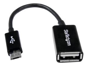 StarTech.com 5in Micro USB to USB OTG Host Adapter - Micro USB Male to USB A Female On-The-GO Host Cable Adapter (UUSBOTG) - Adaptateur USB - USB (F) pour Micro-USB de type B (M) - USB 2.0 OTG - 12.7 cm - noir - pour P/N: ST4300U3C1, ST4300U3C1B - UUSBOTG - Câbles USB