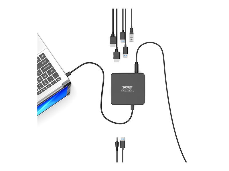 PORT connect USB-C & USB-A Dual Video Docking Station 2 X 2K - Station d'accueil - USB-C / USB 3.0 - 2 x HDMI - 1GbE - 100 Watt - 901908 - Stations d'accueil pour ordinateur portable