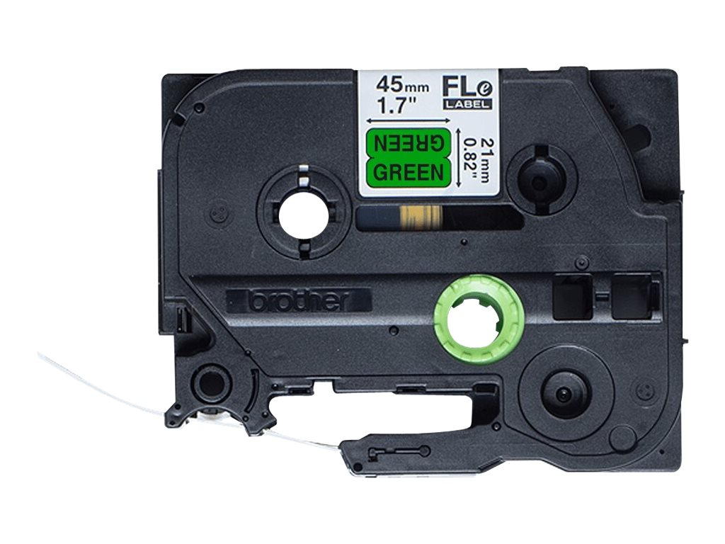 Brother - Polyester - noir sur vert - 21 x 45 mm 72 étiquette(s) (1 rouleau(x) x 72) Étiquettes en forme découpée - pour P-Touch PT-D800W, PT-P900W, PT-P950NW - FLE7511 - Étiquettes à imprimer