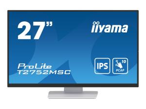 iiyama ProLite T2752MSC-W1 - Écran LED - 27" - écran tactile - 1920 x 1080 Full HD (1080p) @ 60 Hz - IPS - 400 cd/m² - 1000:1 - 5 ms - HDMI, DisplayPort - haut-parleurs - blanc, mat - T2752MSC-W1 - Écrans d'ordinateur