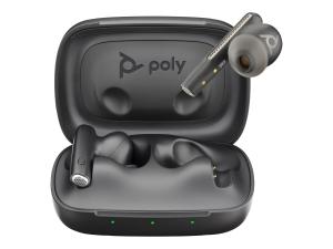 Poly Voyager Free 60 UC - Écouteurs sans fil avec micro - intra-auriculaire - Bluetooth - Suppresseur de bruit actif - USB-A via adaptateur Bluetooth - noir de charbon - certifié Zoom - 7Y8H3AA - Écouteurs