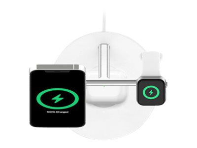 Belkin BoostCharge Pro MagSafe 3-in-1 - Support de chargement sans fil - 15 Watt - blanc - pour Apple AirPods with Wireless Charging Case - WIZ009vfWH - Batteries et adaptateurs d'alimentation pour téléphone cellulaire