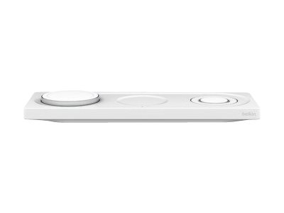 Belkin BoostCharge Pro 3-in-1 - Plot de charge sans fil - Fast Charge - blanc - pour Apple AirPods; AirPods Pro; iPhone 12, 13; Watch - WIZ016vfWH - Adaptateurs électriques et chargeurs