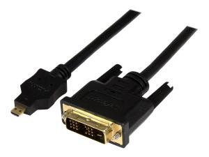 StarTech.com Câble Adaptateur Micro HDMI® vers DVI-D M/M pour Tablet et Smartphone, 1x Micro HDMI (Type D) Mâle, 1x DVI-D (18+1) Mâle - 1m - Câble adaptateur - DVI-D mâle pour 19 pin micro HDMI Type D mâle - 1 m - blindé - noir - HDDDVIMM1M - Câbles HDMI