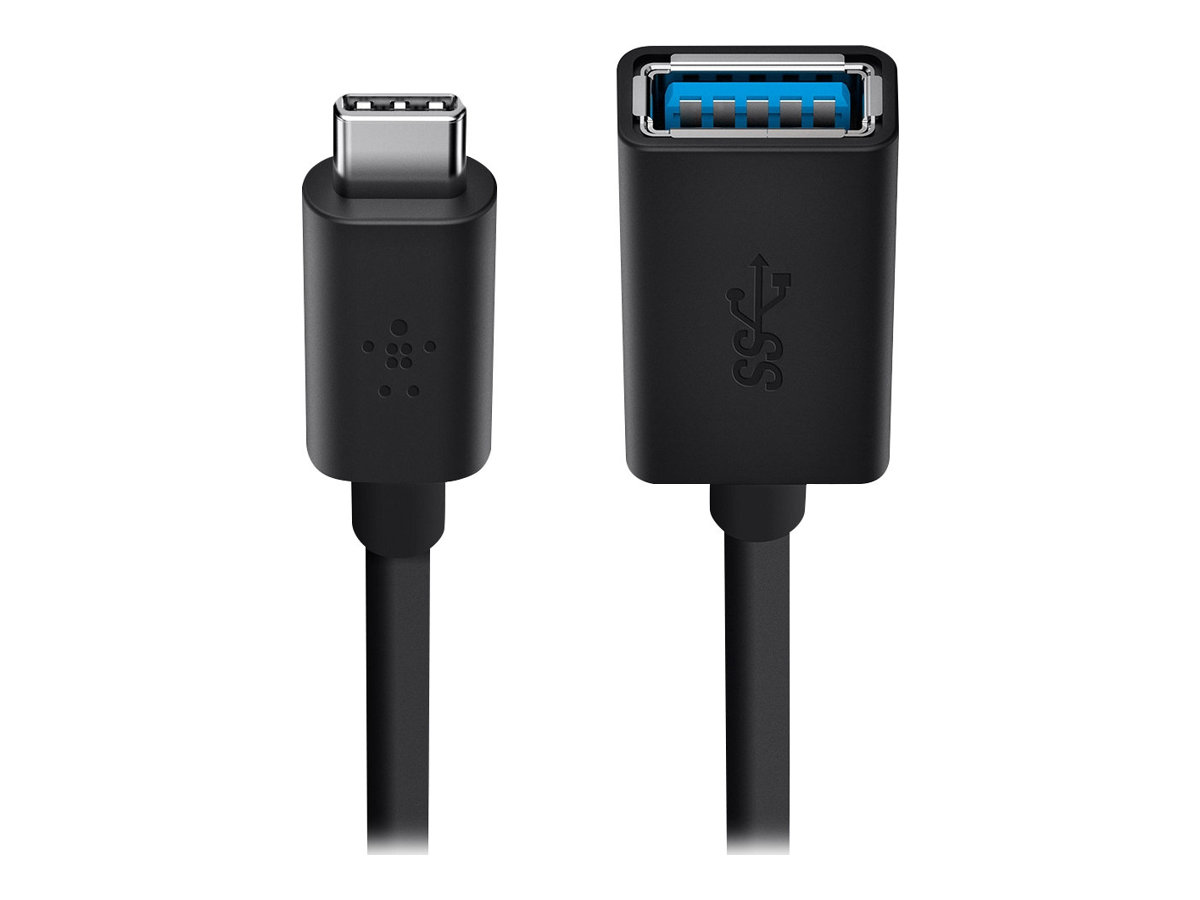 Belkin 3.0 USB-C to USB-A Adapter - Adaptateur USB - 24 pin USB-C (M) reversible pour USB type A (F) - USB 3.0 - 3 A - noir - F2CU036BTBLK - Câbles USB