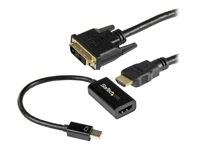 StarTech.com Kit de connectiques Mini DisplayPort vers DVI - Convertisseur actif Mini DP vers HDMI avec câble HDMI vers DVI de 1,8 m - Convertisseur vidéo - DisplayPort - DVI, HDMI - MDPHDDVIKIT - Convertisseurs vidéo