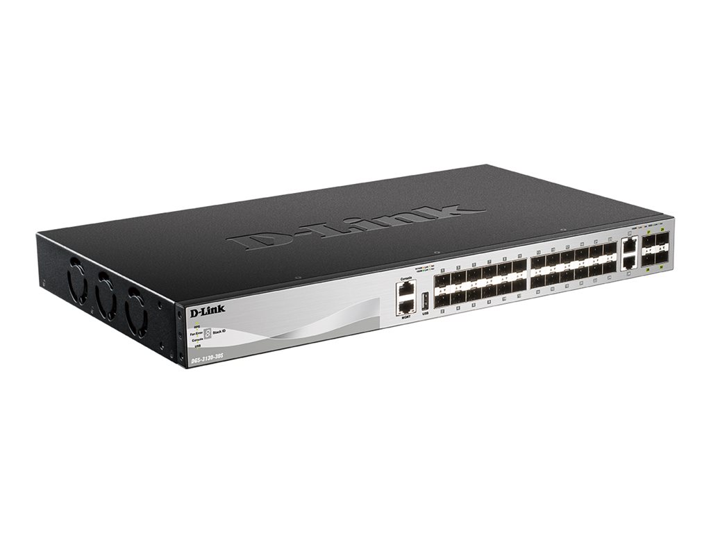 D-Link DGS 3130-30S - Commutateur - L3 Lite - Géré - 24 x Gigabit SFP + 2 x 10 Gigabit Ethernet + 4 x 10 Gigabit SFP+ - DGS-3130-30S/E - Concentrateurs et commutateurs gigabit