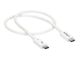 StarTech.com 1.6ft (50cm) Thunderbolt 3 Cable, 40Gbps, 100W PD, 4K/5K Video, Thunderbolt-Certified, Compatible w/ TB4/USB 3.2/DisplayPort - Câble Thunderbolt - 24 pin USB-C (M) pour 24 pin USB-C (M) - USB 3.1 Gen 2 / Thunderbolt 3 / DisplayPort 1.2 - 50 cm - support 4K - blanc - pour P/N: CDP2HDUACP, CDP2HDUACPW, PEXUSB321C, TB33A1C - TBLT34MM50CW - Câbles spéciaux