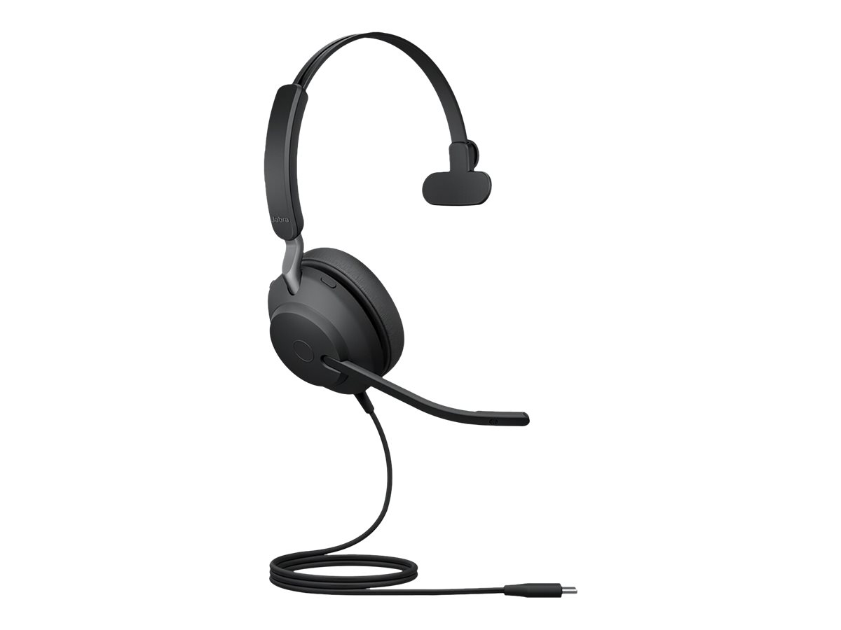 Jabra Evolve2 40 SE UC Mono - Micro-casque - sur-oreille - filaire - USB-C - isolation acoustique - Optimisé pour la CU - 24189-889-899 - Écouteurs