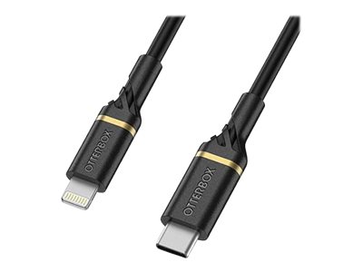 OtterBox Standard - Câble Lightning - Lightning mâle pour 24 pin USB-C mâle - 1 m - noir scintillant - USB Power Delivery (60W) - 78-52551 - Accessoires pour systèmes audio domestiques