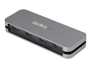 StarTech.com Hub USB 3.0 à 4 Ports - USB-A vers 4x USB-A - Mini Hub USB 3.1 Gen 1 Type-A SuperSpeed 5Gbps - Alimenté par Bus - Concentrateur USB avec Câble 28cm et Gestion des Câbles (HB30AM4AB) - Concentrateur (hub) - 4 x USB 3.2 Gen 1 - de bureau - HB30AM4AB - Concentrateurs USB