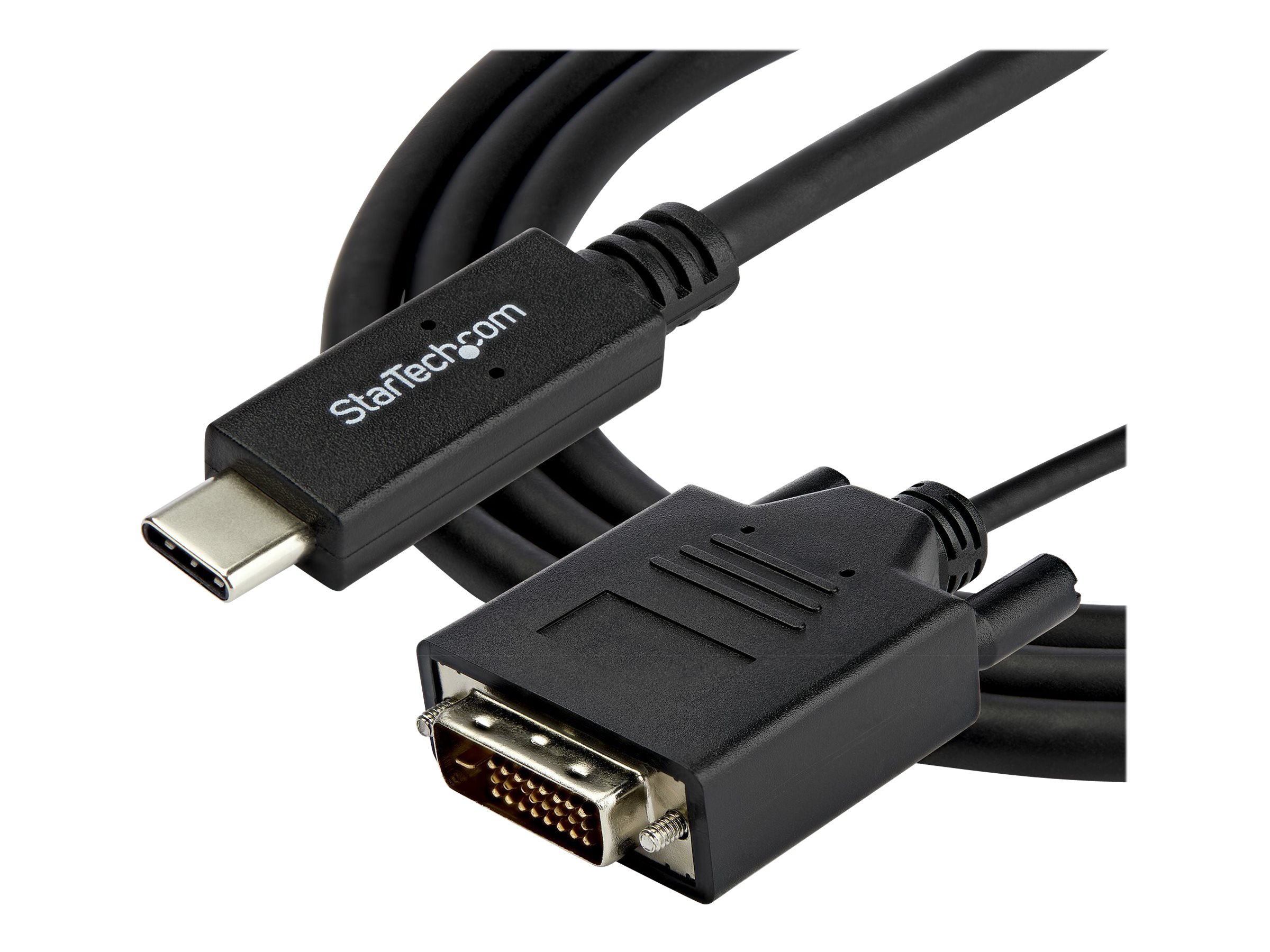 StarTech.com USB-C to DVI Cable - 6 ft / 2m - 1080p - 1920x1200 - USB-C DVI Monitor Cable - USB C Cable - Computer Monitor Cable (CDP2DVIMM2MB) - Câble USB / DVI - 24 pin USB-C (M) pour DVI-D (M) - Thunderbolt 3 / USB 3.1 - 2 m - support 1920 x 1200 (WUXGA) - noir - pour P/N: TB4CDOCK - CDP2DVIMM2MB - Câbles USB