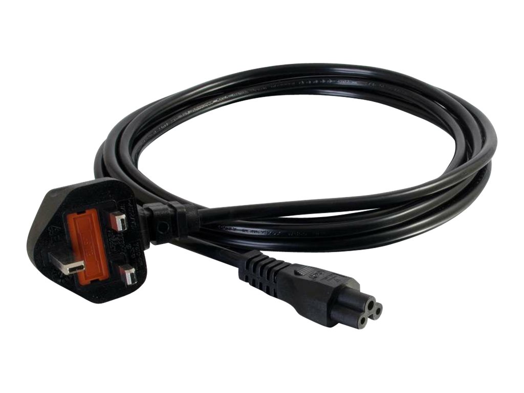 C2G Laptop Power Cord - Câble d'alimentation - IEC 60320 C5 pour BS 1363 (M) - CA 250 V - 2 m - moulé - noir - Royaume-Uni - 80602 - Câbles d'alimentation