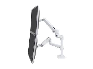 Ergotron LX - Kit de montage (fixation par pince pour bureau, poteau, 2 bras articulés, 2 supports d'extension) - pour 2 écrans LCD - aluminium, acier - blanc - Taille d'écran : jusqu'à 24 pouces - ordinateur de bureau - 45-492-216 - Montages pour TV et moniteur