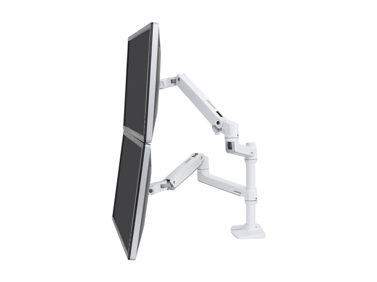 Ergotron LX - Kit de montage (fixation par pince pour bureau, poteau, 2 bras articulés, 2 supports d'extension) - pour 2 écrans LCD - aluminium, acier - blanc - Taille d'écran : jusqu'à 24 pouces - ordinateur de bureau - 45-492-216 - Montages pour TV et moniteur