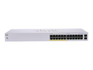 Cisco Business 110 Series 110-24PP - Commutateur - non géré - 12 x 10/100/1000 (PoE) + 12 x 10/100/1000 + 2 x SFP Gigabit combiné - de bureau, Montable sur rack, fixation murale - PoE (100 W) - CBS110-24PP-EU - Concentrateurs et commutateurs gigabit